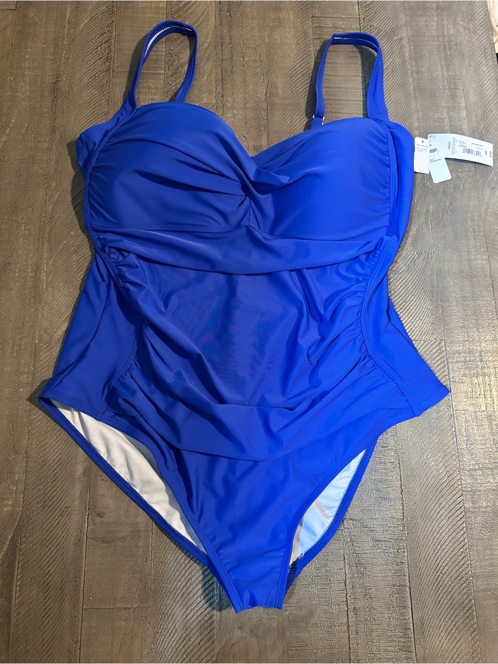 NWT Liz Claiborne Womens Sapphire Ruched One Piece Swimsuit 24W - Picture 2 of 11